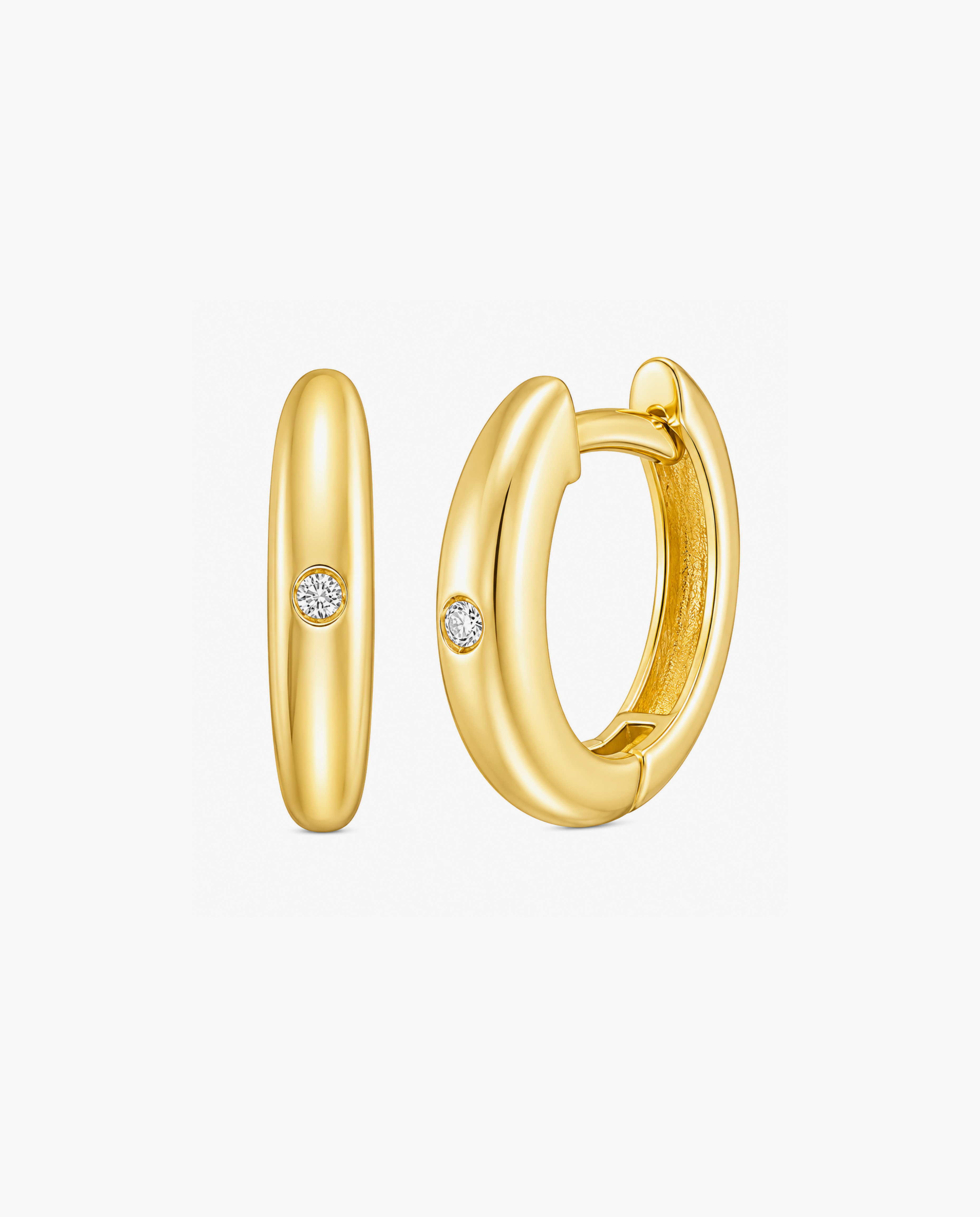 14K Diamond Small Hoop Earrings