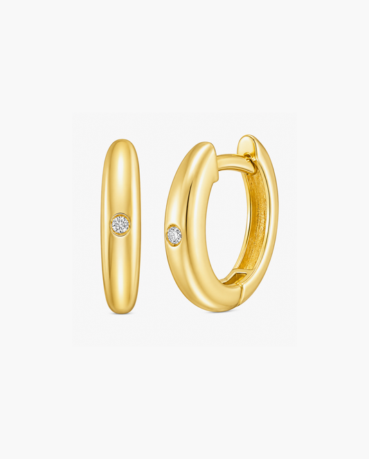 14K Diamond Small Hoop Earrings