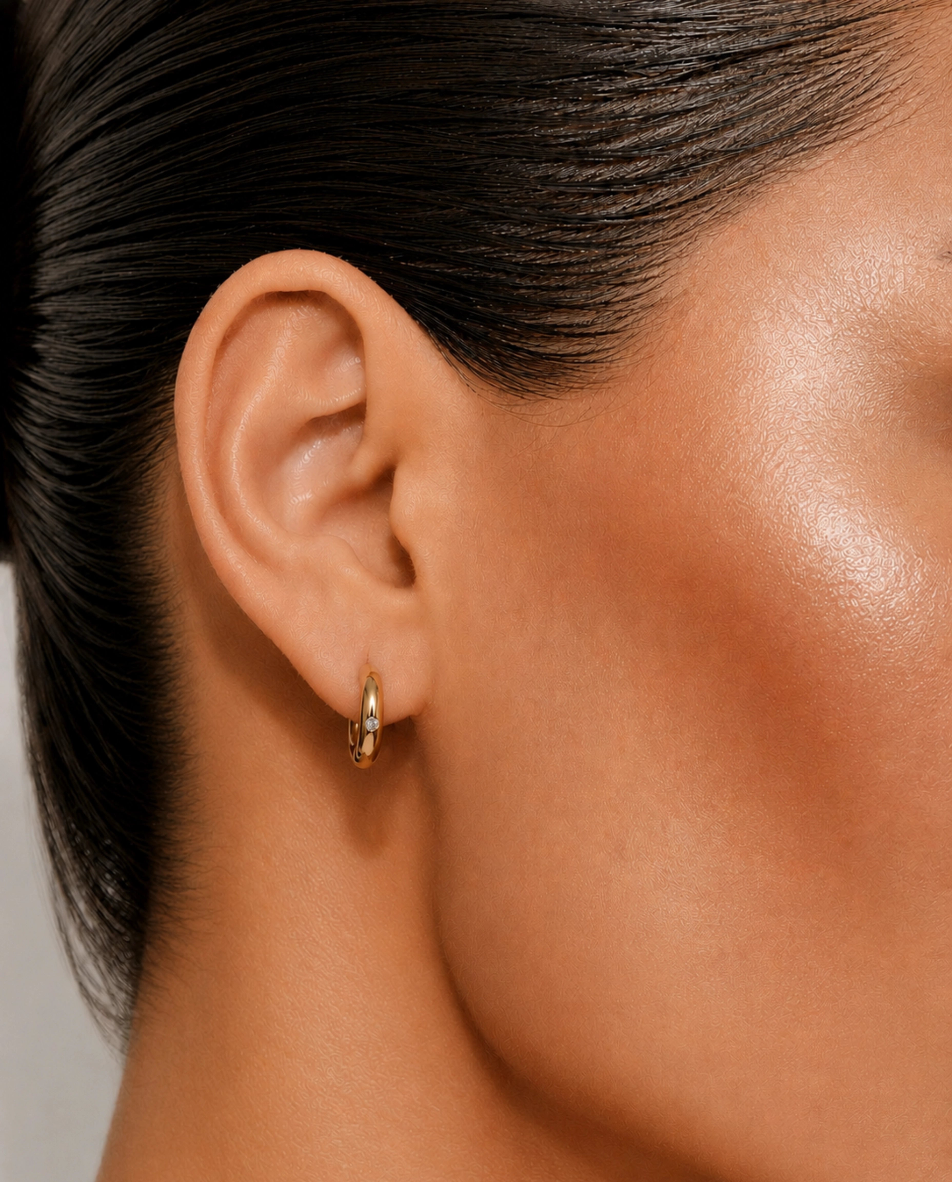 14K Diamond Small Hoop Earrings