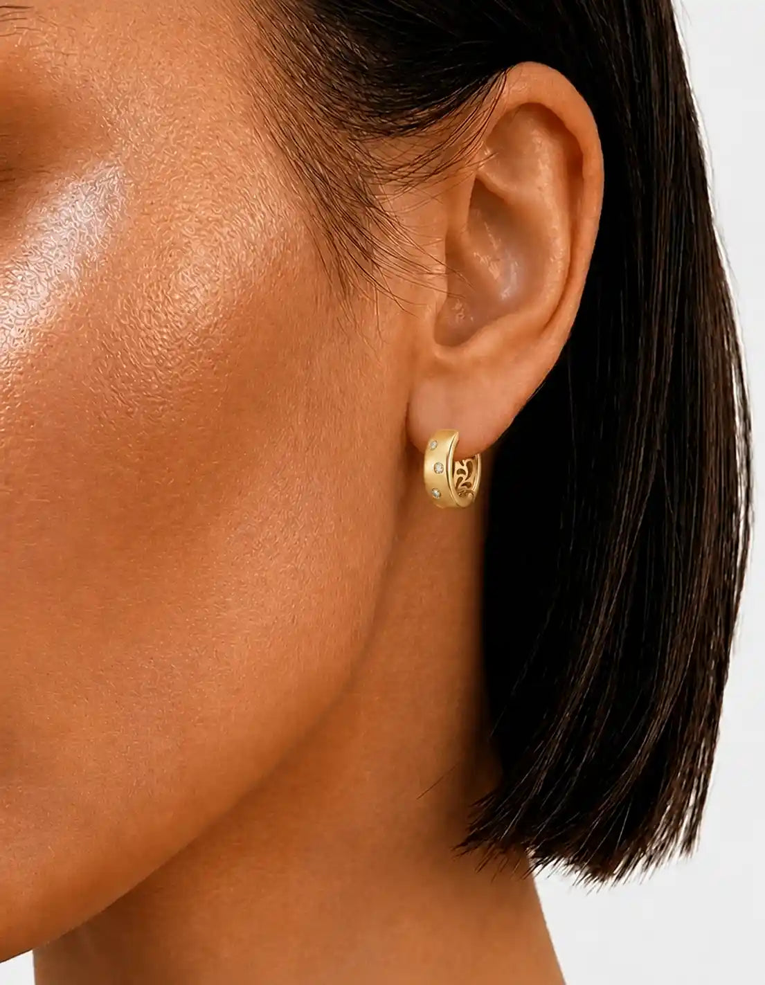 14K Diamond Huggie Earrings