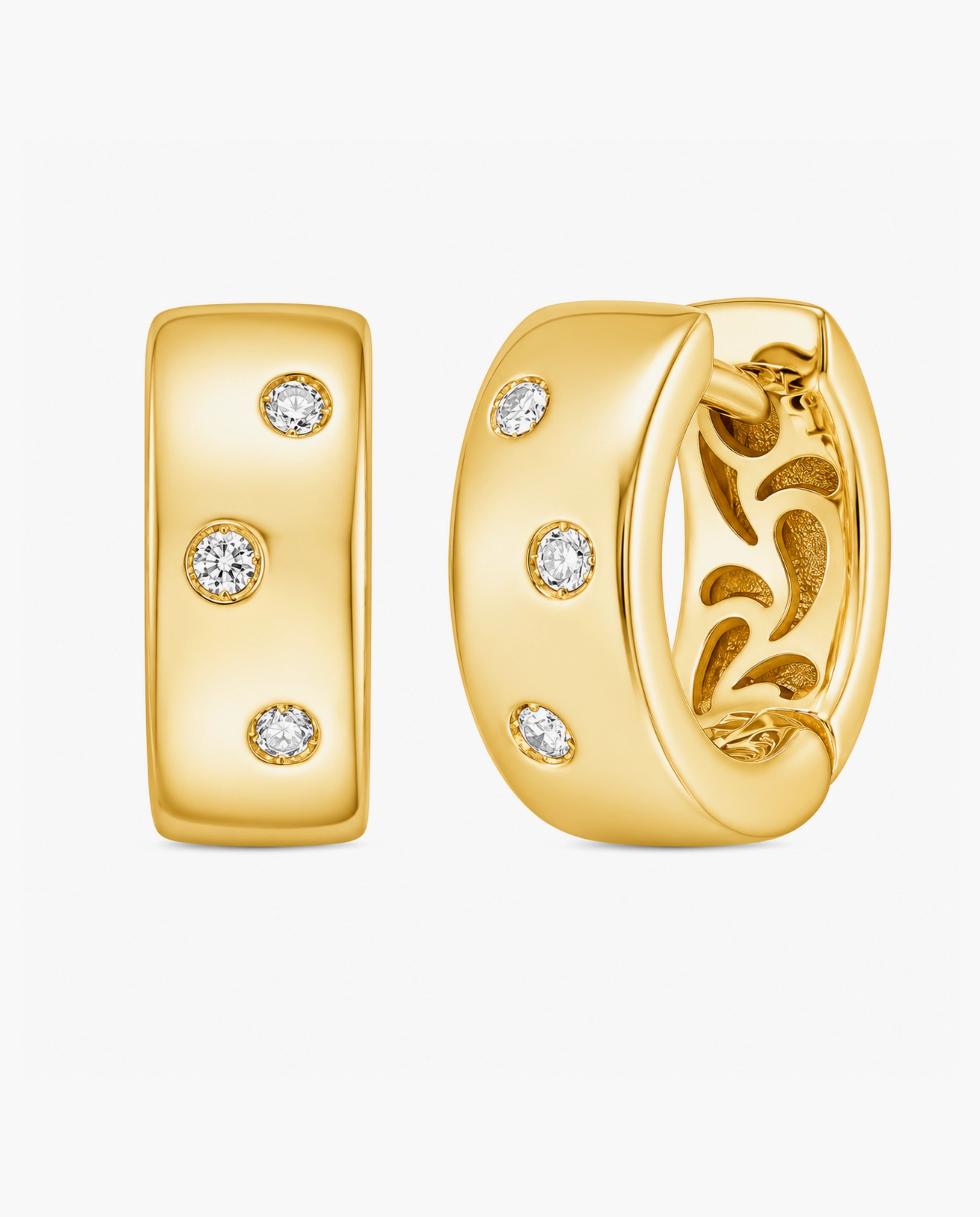 14K Diamond Huggie Earrings