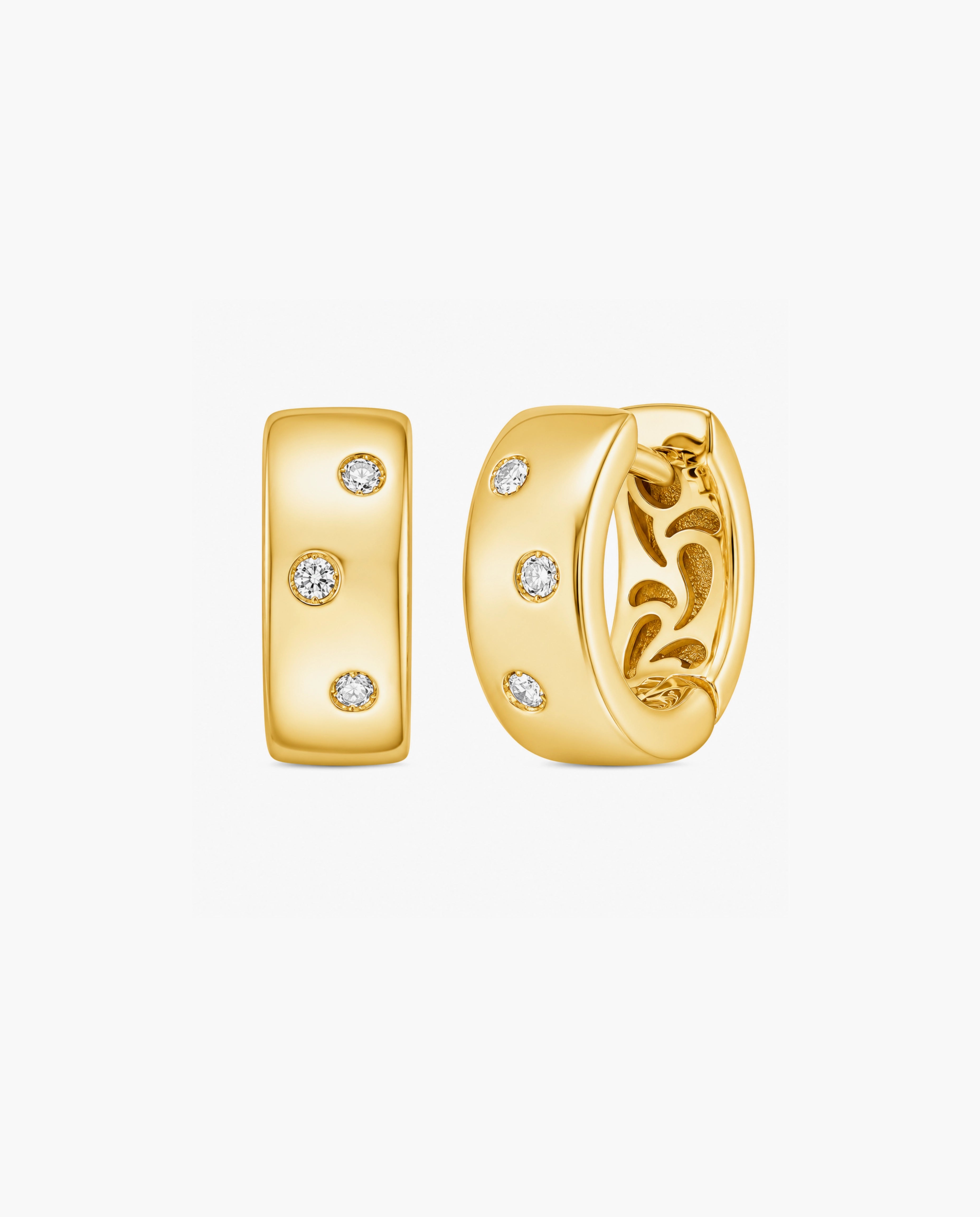 14K Diamond Huggie Earrings