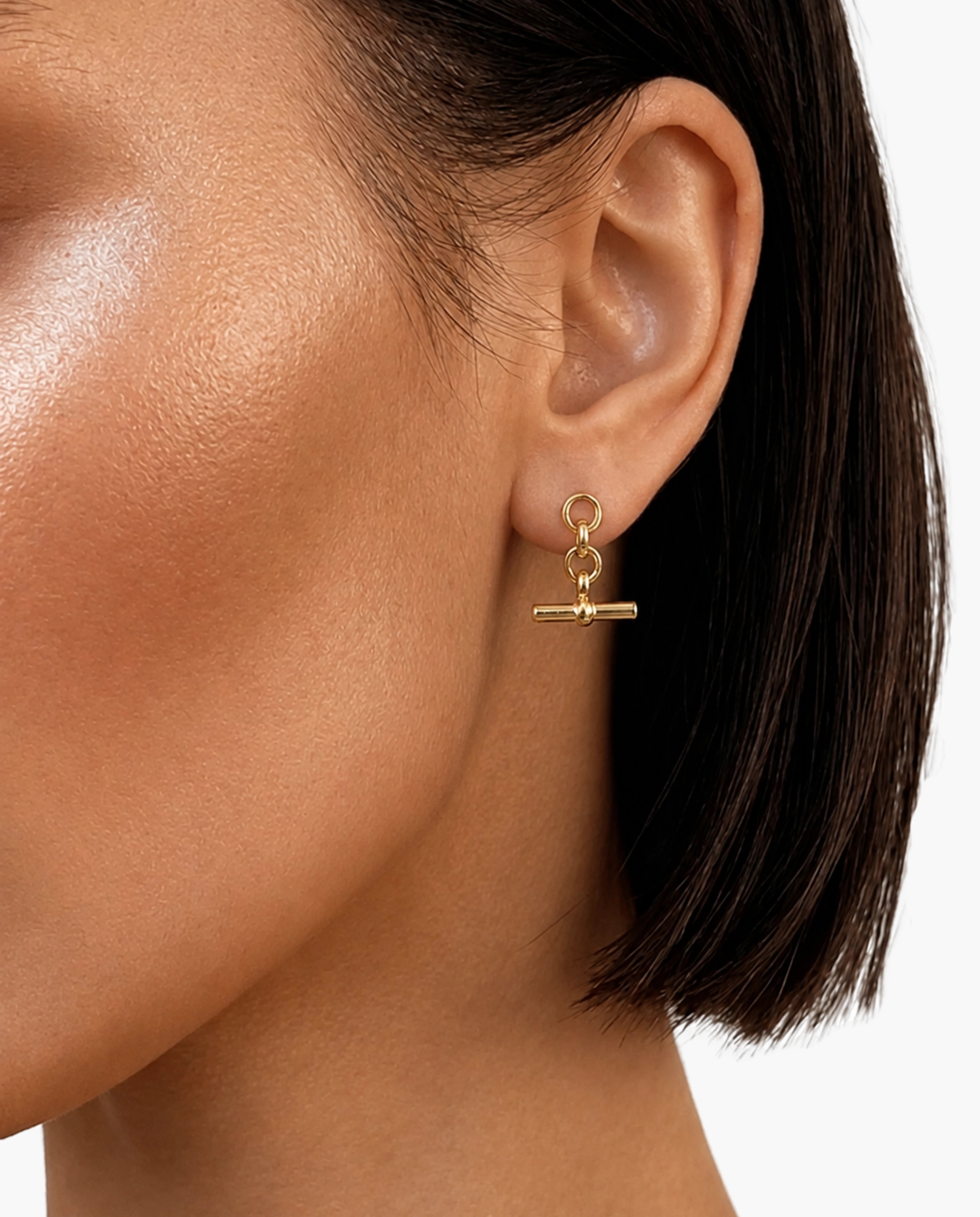 14k Gold T-Bar Dangle Earrings