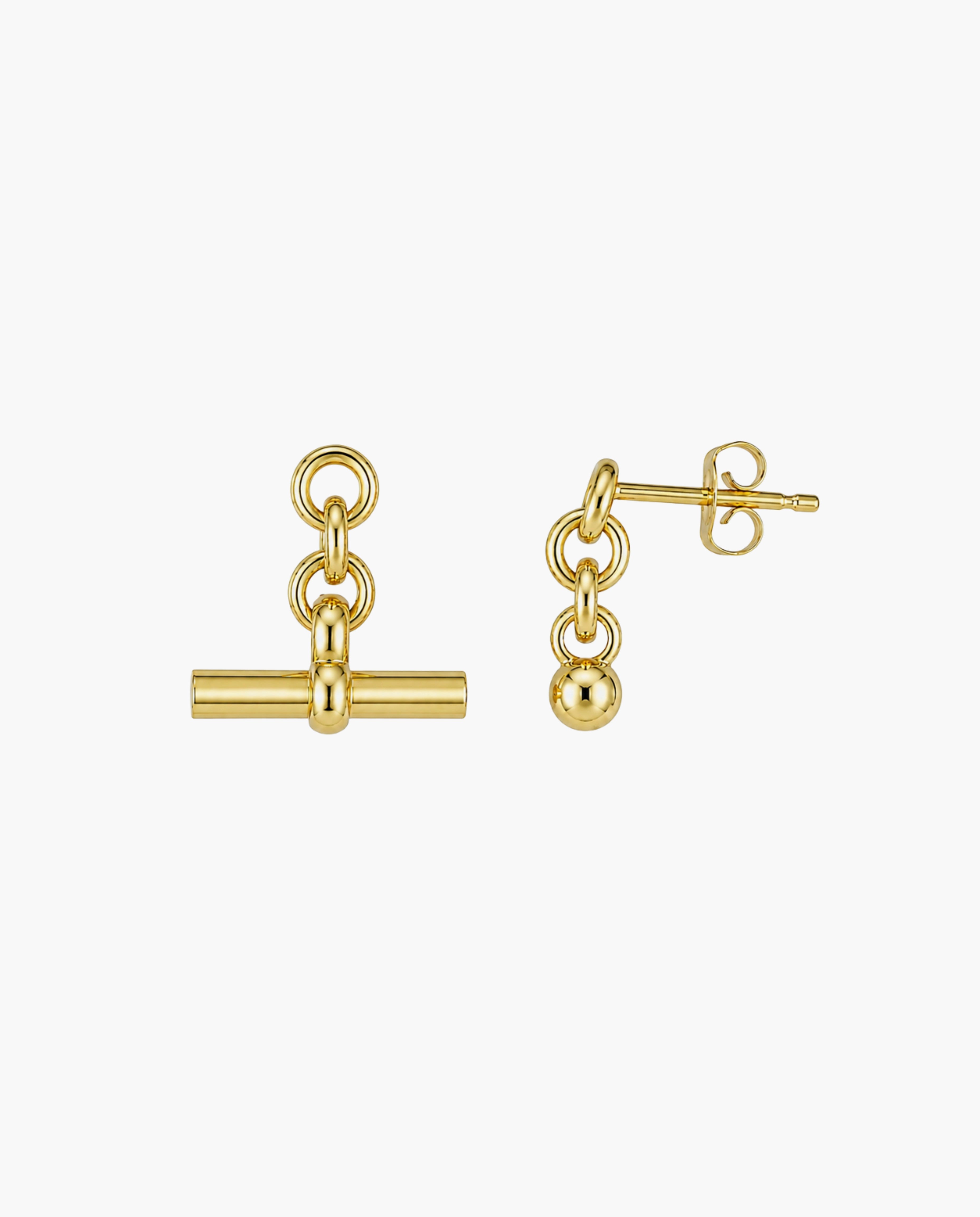 14k Gold T-Bar Dangle Earrings