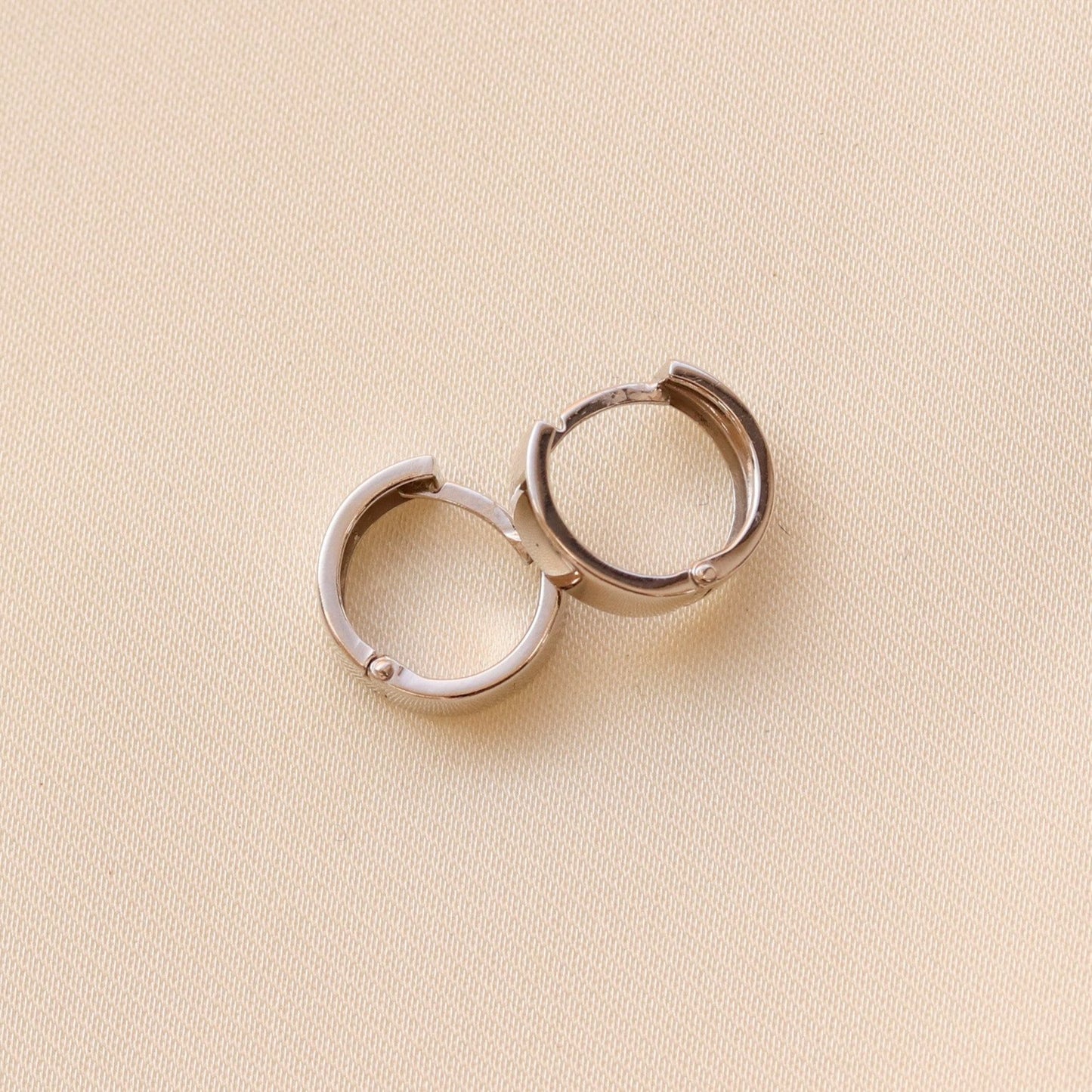 White Gold Huggie Hoop Earrings