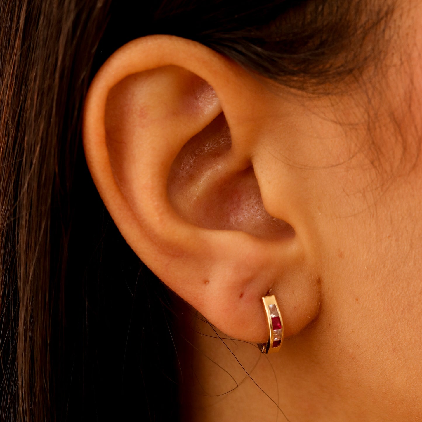 Pink CZ Huggie Earrings