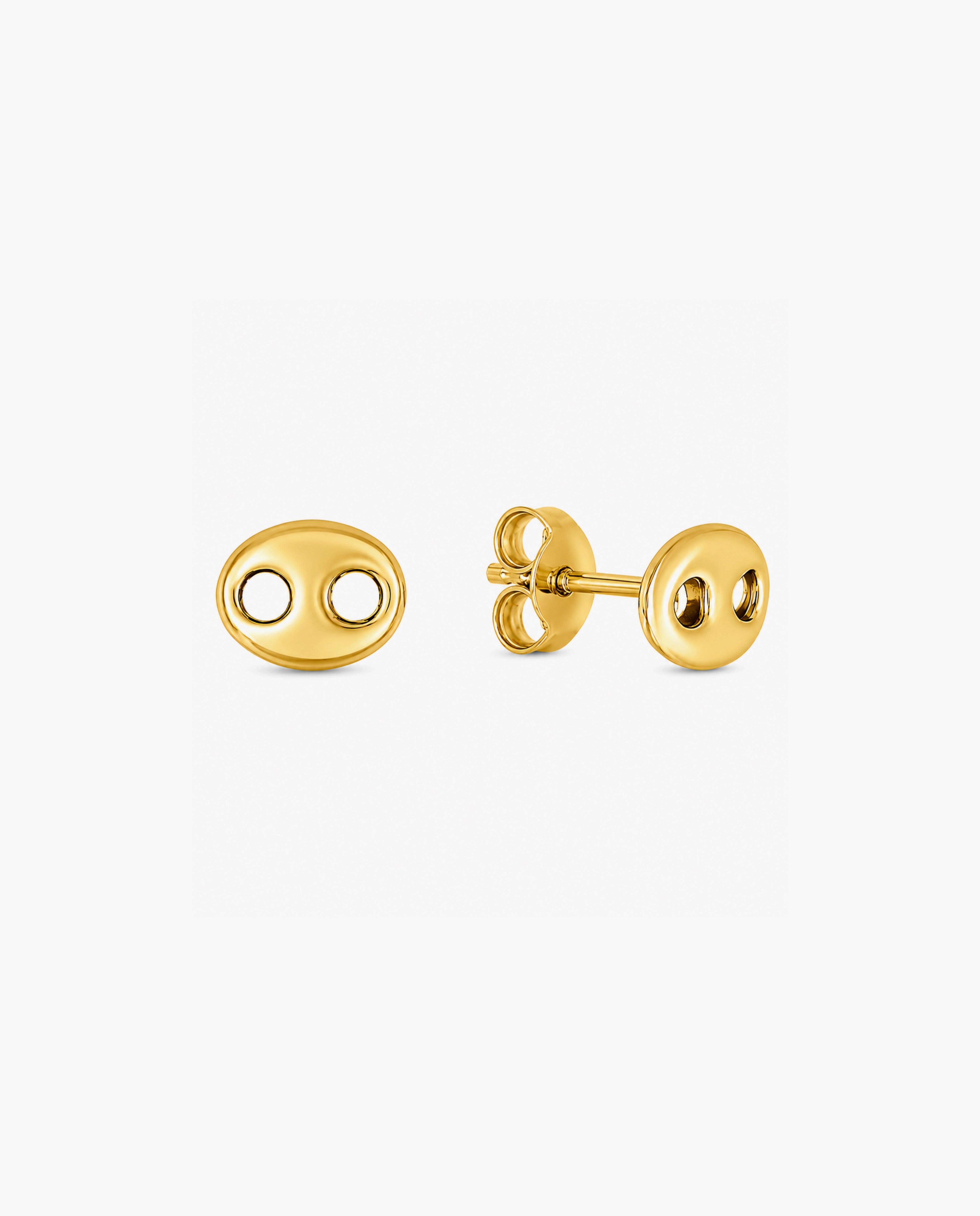 14K Gold Mariner Link Button Earrings