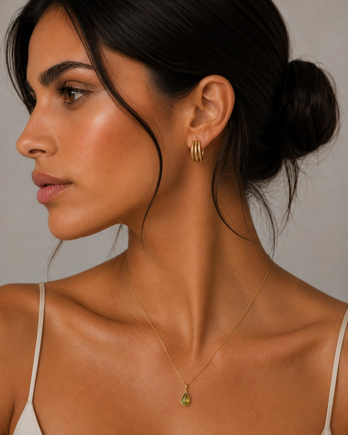 14K Gold 15mm Large Triple Row Hoops