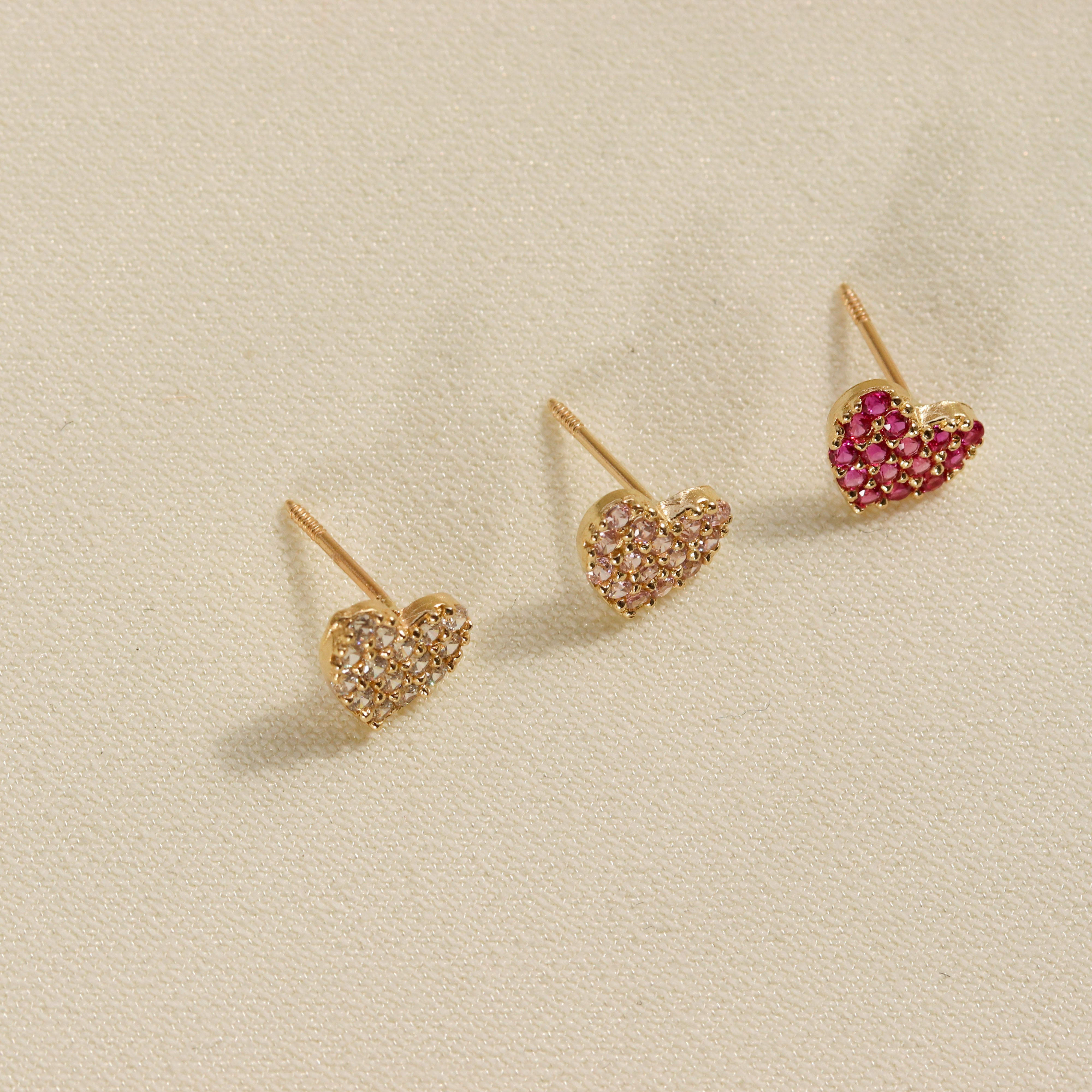 Valentine Gold Plated Hoop Earring White Stone Heart Designs ER3938