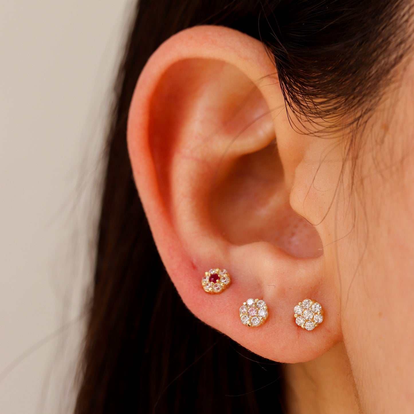 Flower CZ Stud Earrings