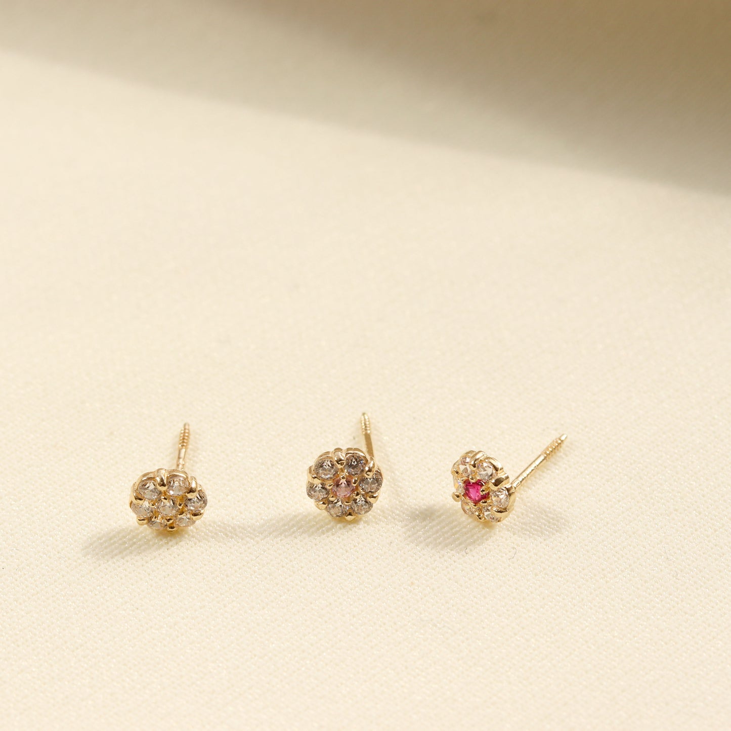 Flower CZ Stud Earrings