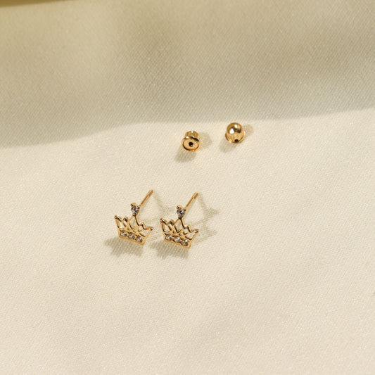 CZ Crown Stud Earrings
