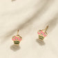 Pink & Green Cupcake Stud Earrings