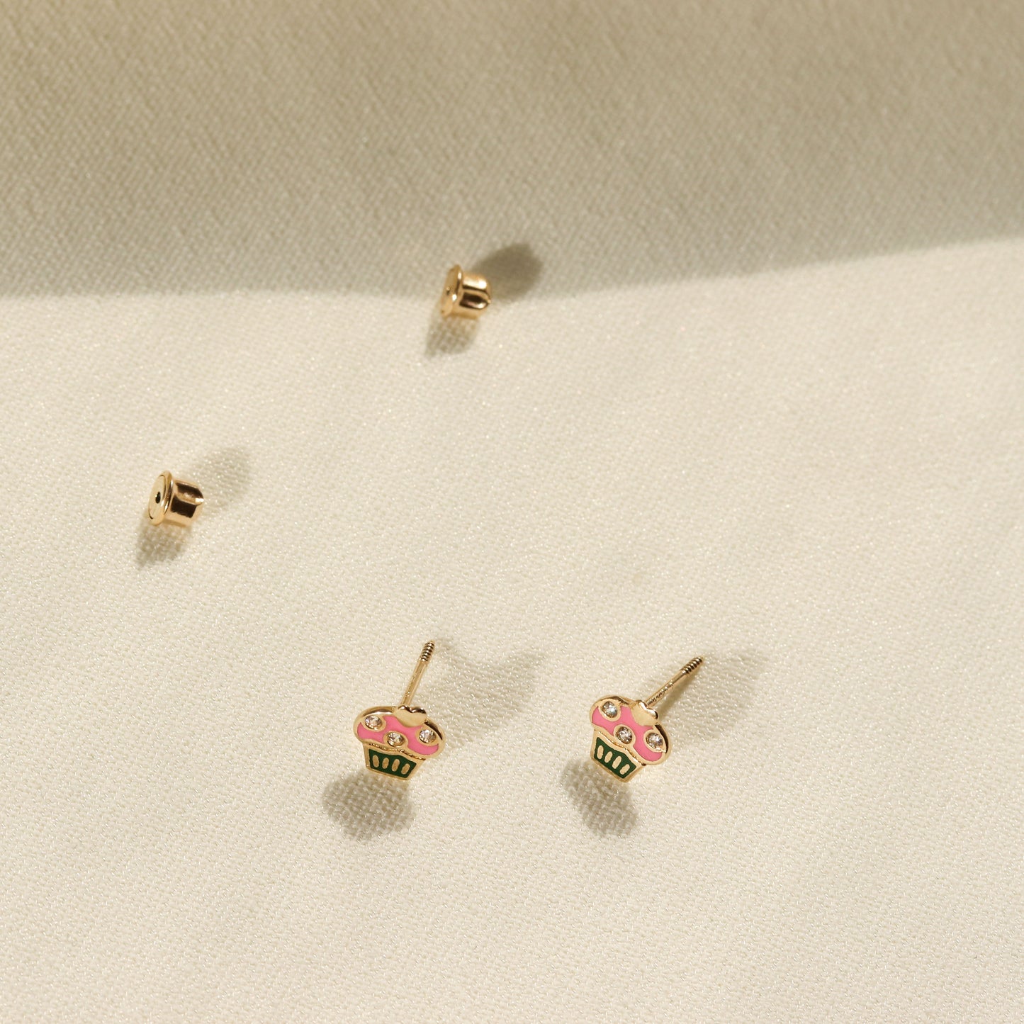 Pink & Green Cupcake Stud Earrings