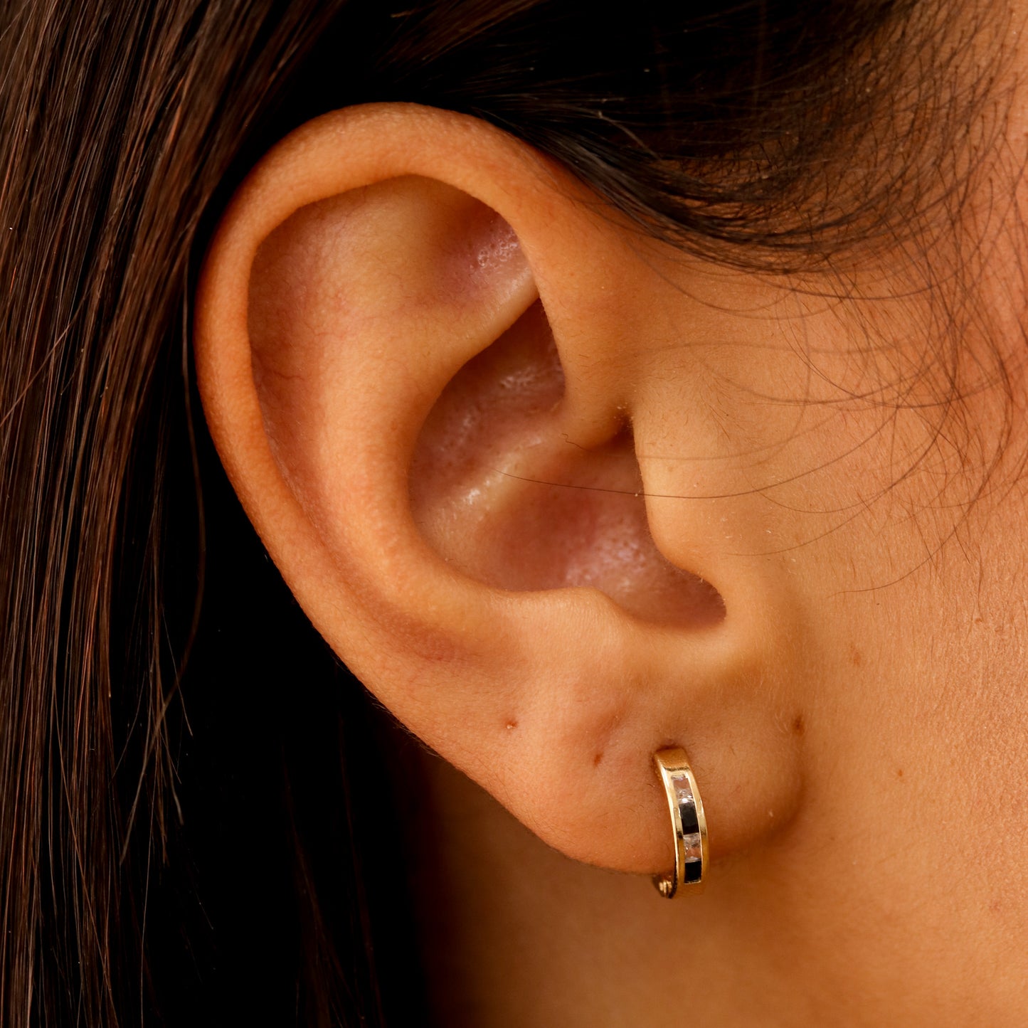 Black and White Huggie Earrings