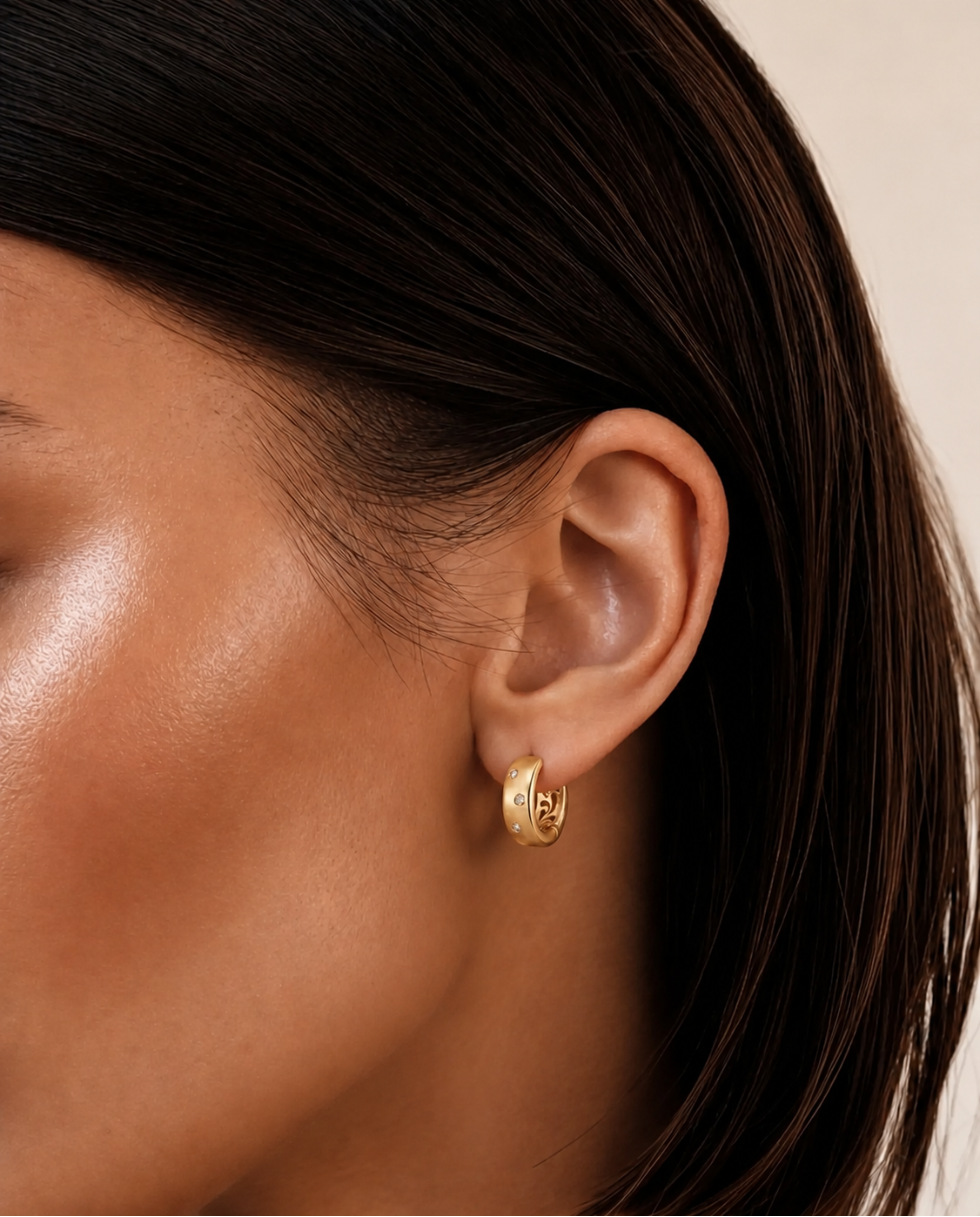 14K Diamond Huggie Earrings
