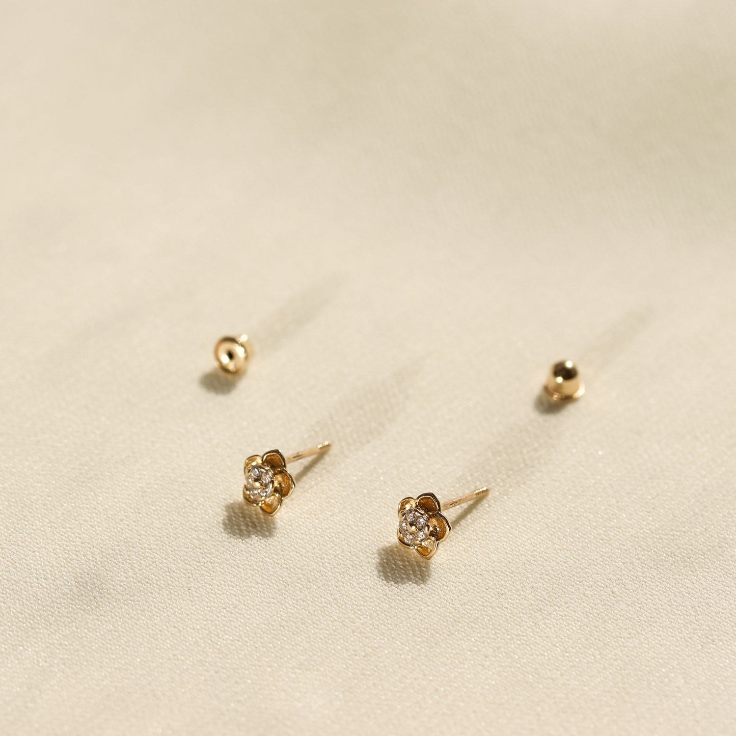 Flower CZ Stud Earrings