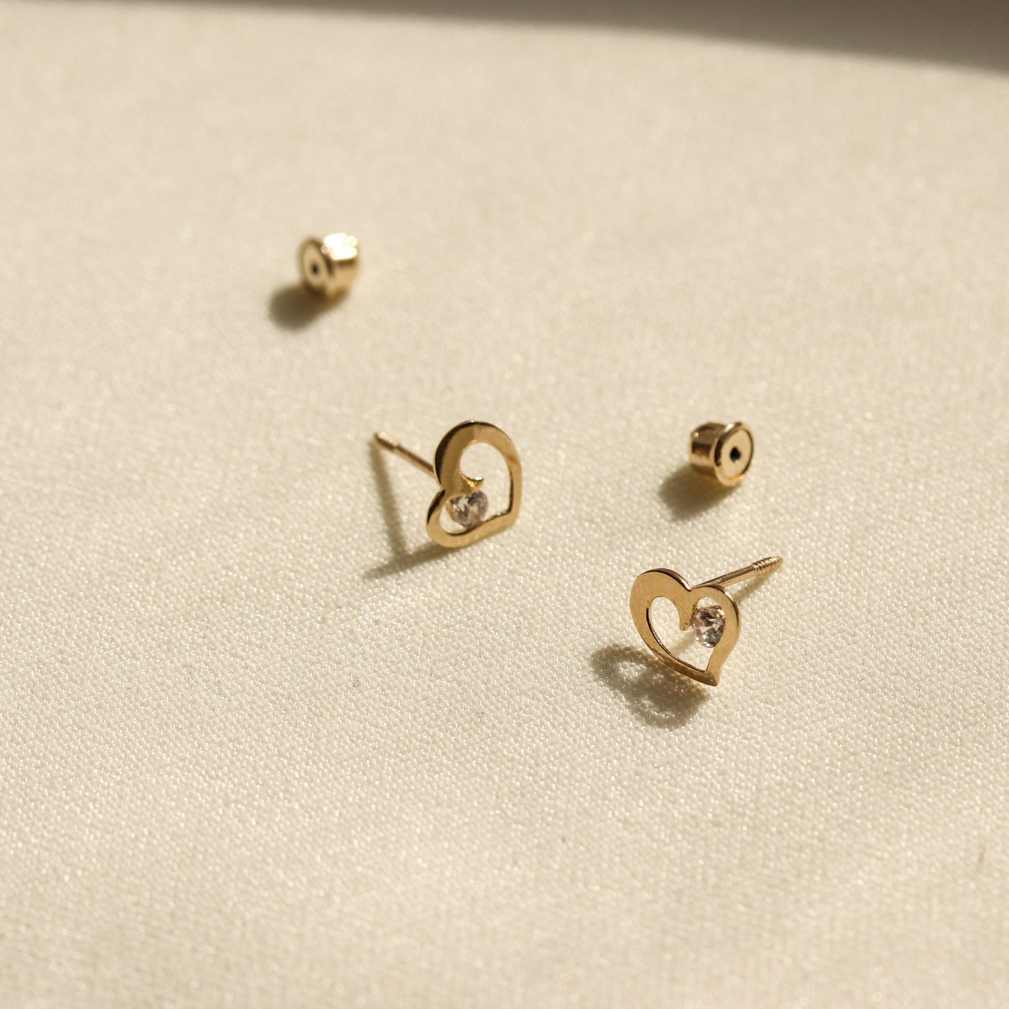 Heart CZ Stud Earrings