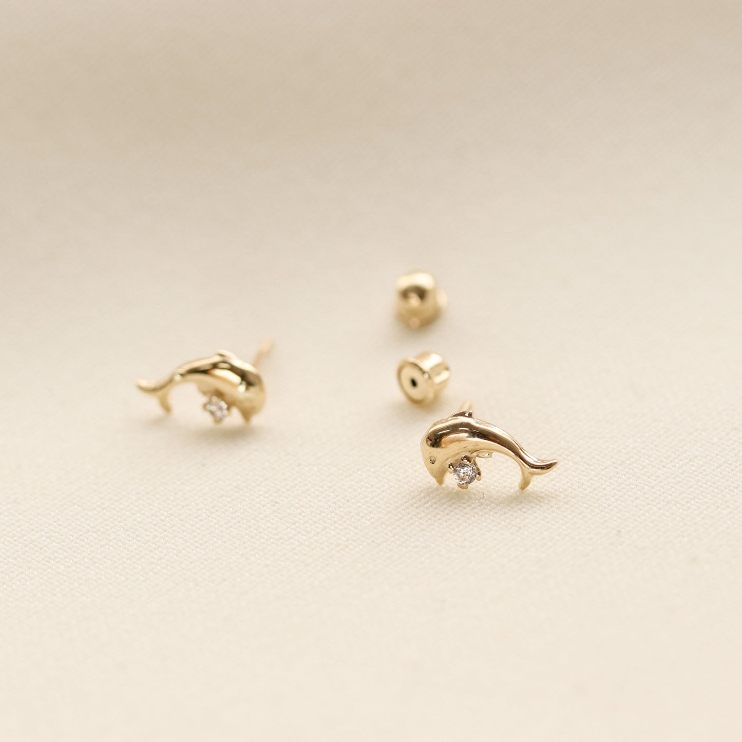 Dolphin CZ Stud Earrings