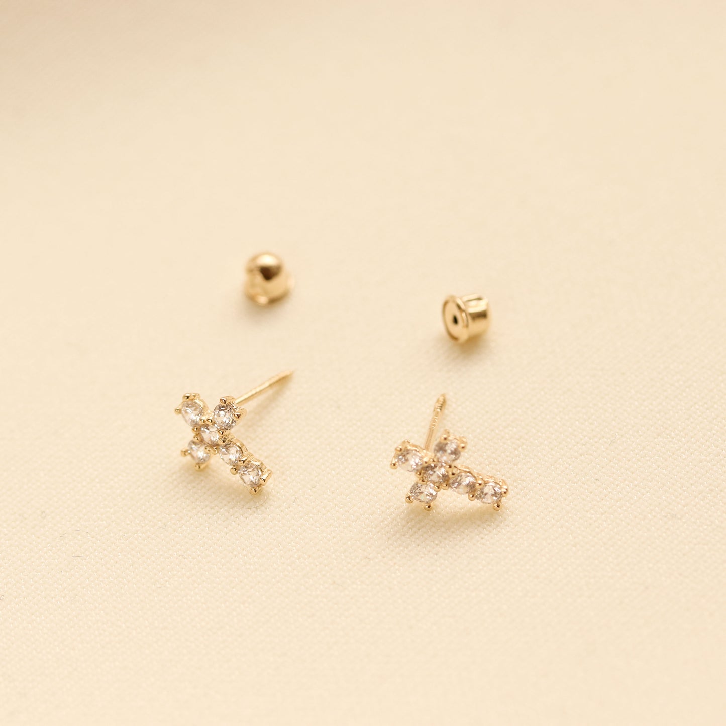 Cross CZ Stud Earrings