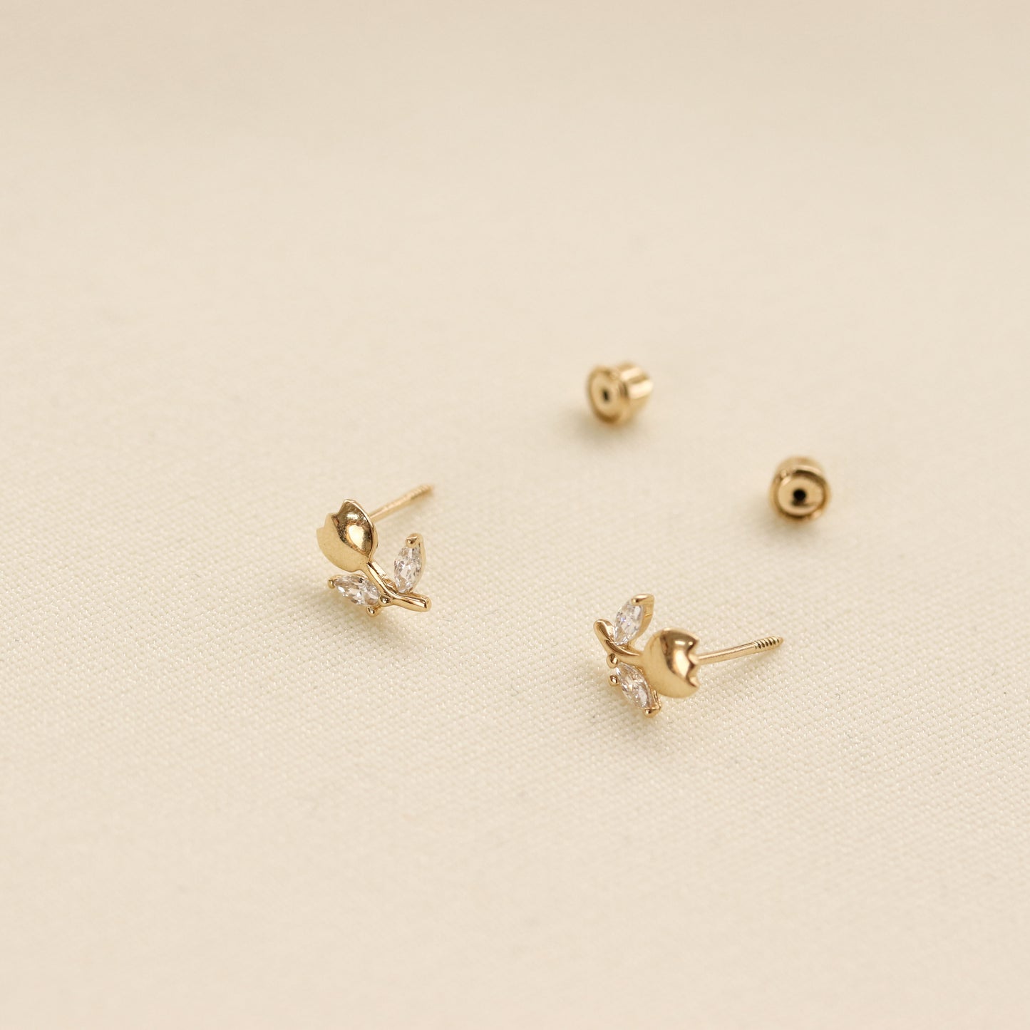 Flower CZ Stud Earrings