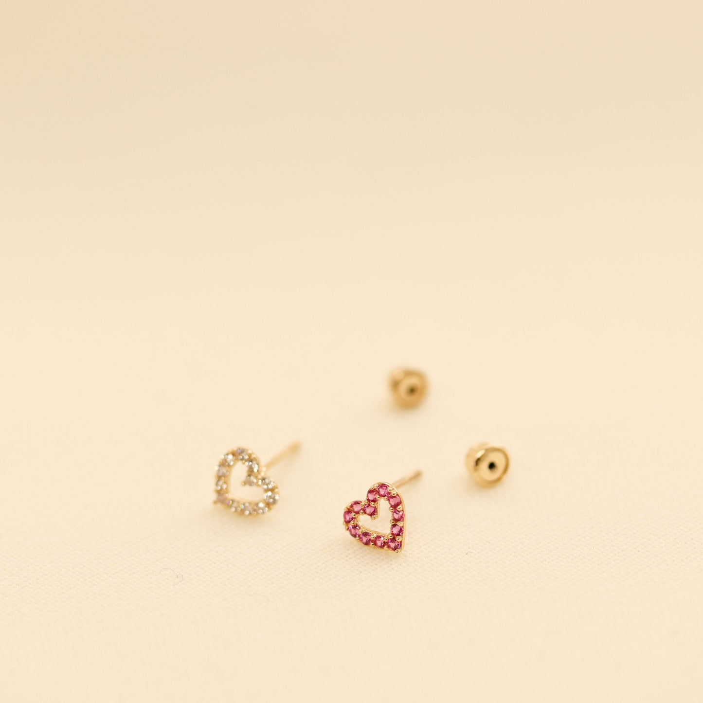 Heart CZ Outline Stud Earrings