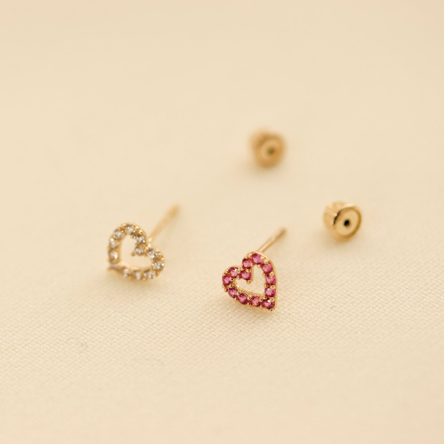 Heart CZ Outline Stud Earrings