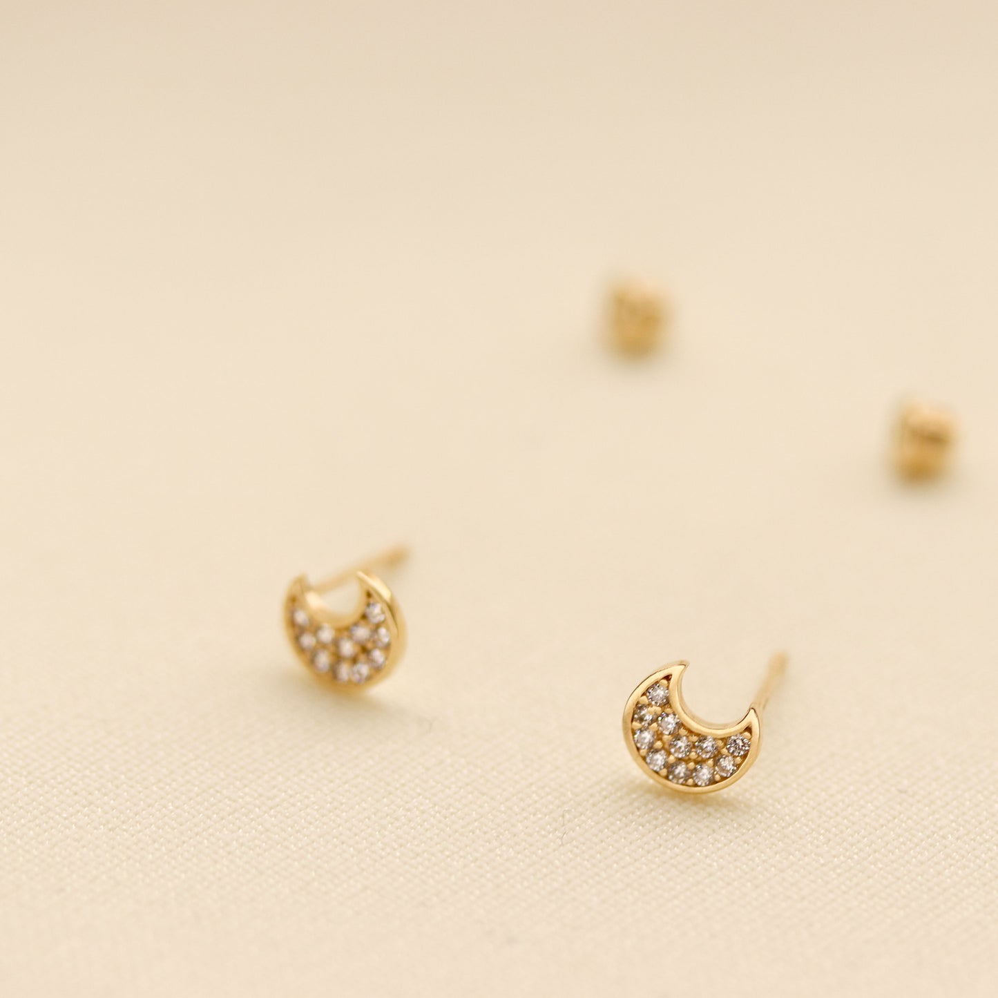 Moon CZ Stud Earrings