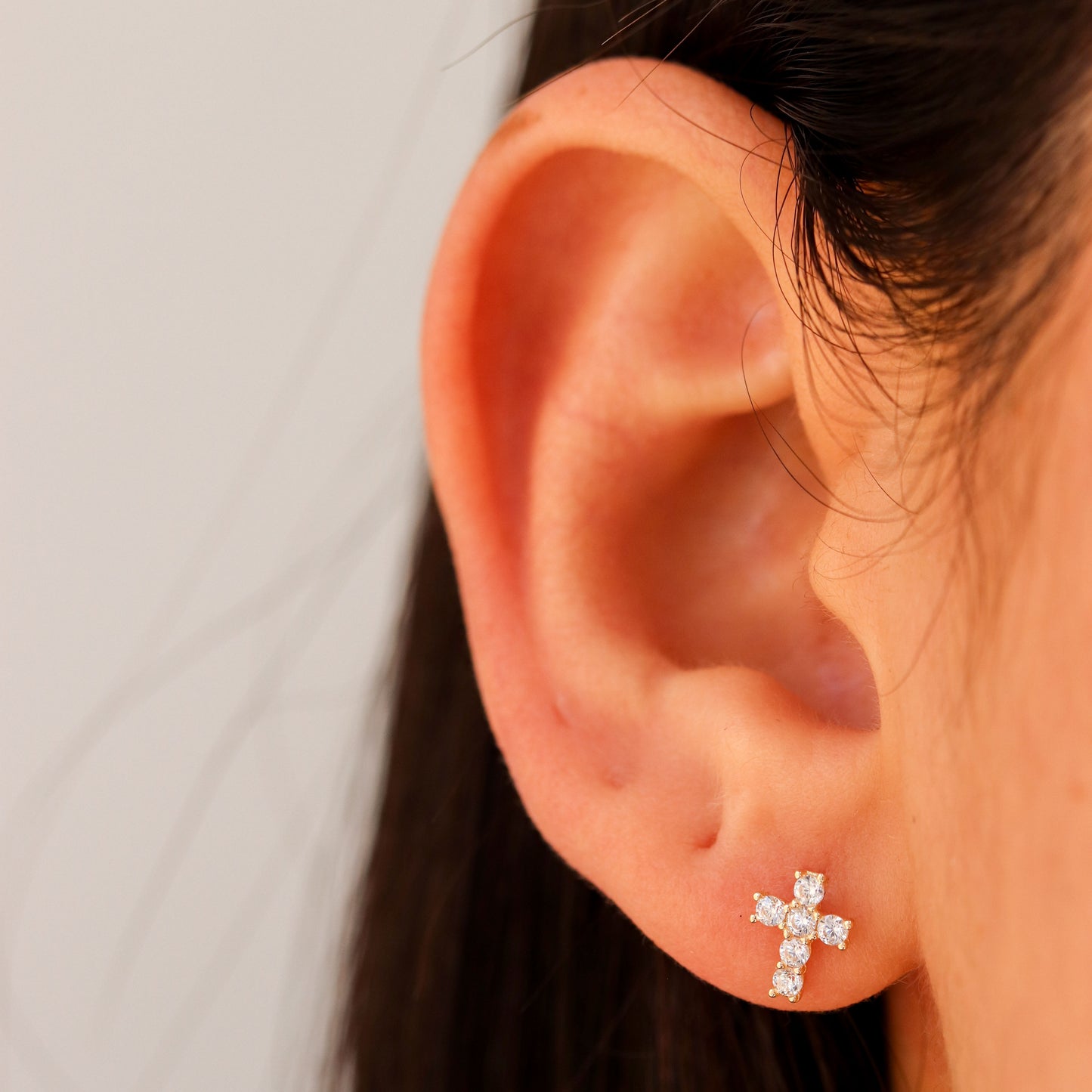 Cross CZ Stud Earrings