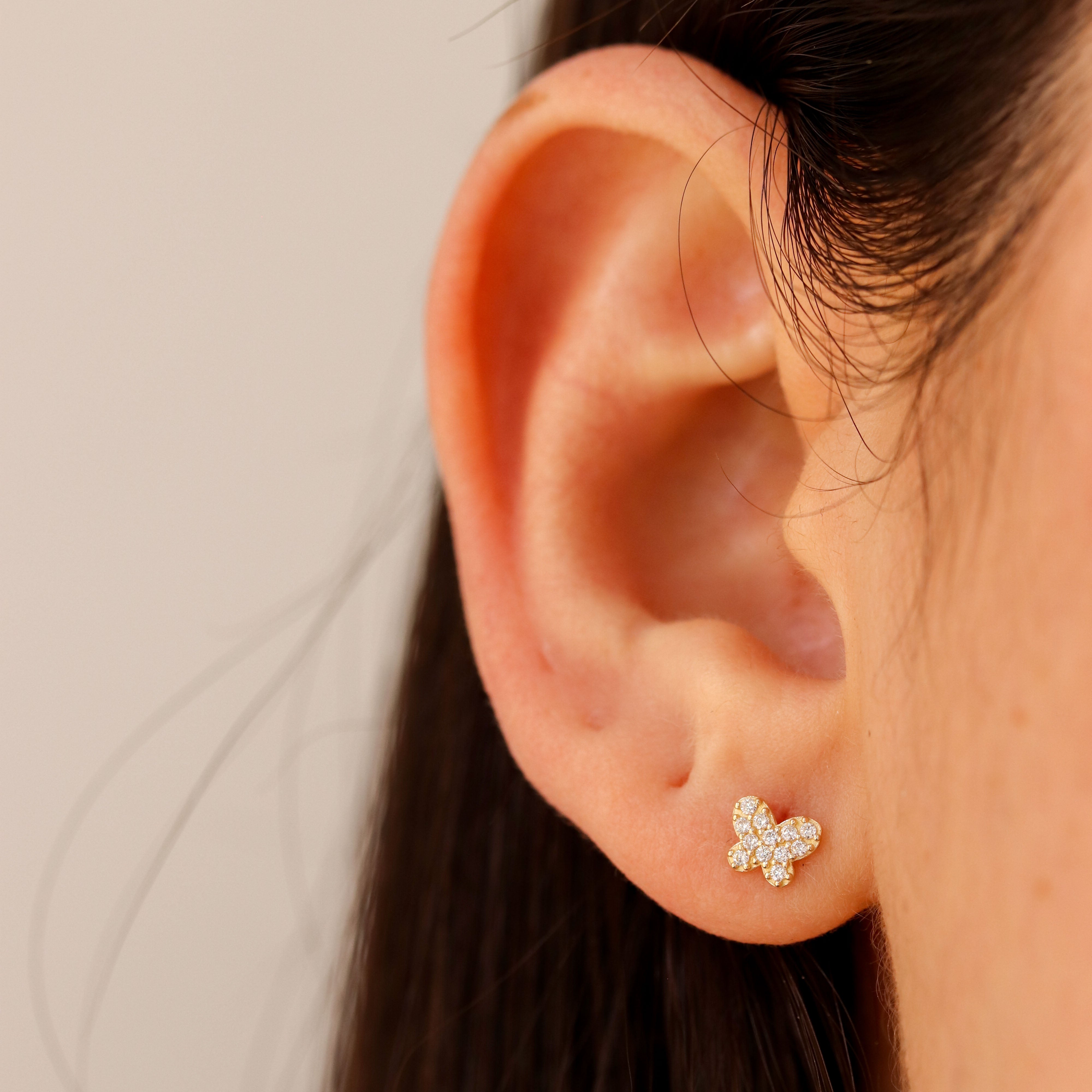 Butterfly CZ Stud Earrings