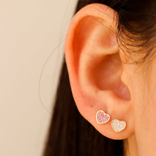 Heart CZ Stud Earrings