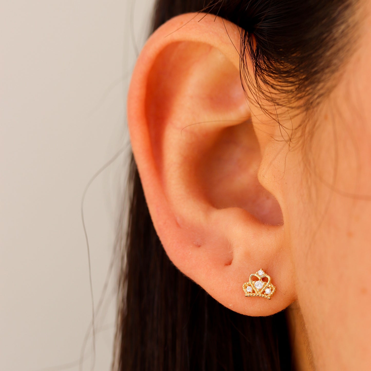 Crown CZ Stud Earrings