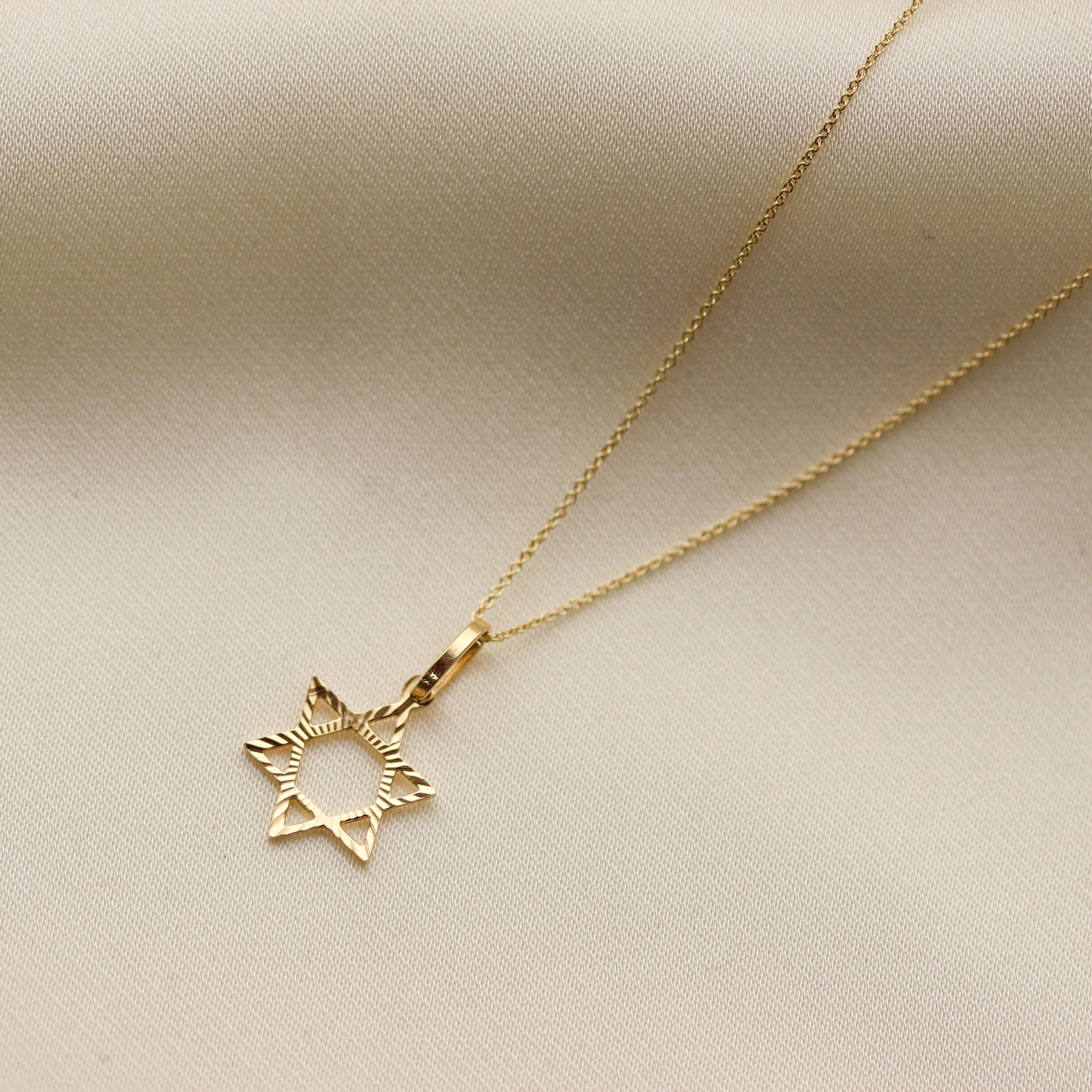 Amazon.com: Jewelry America 14k Yellow Gold Shield of David Round Jewish  Star Pendant Necklace, 16