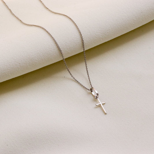 White Gold Small Cross Necklace