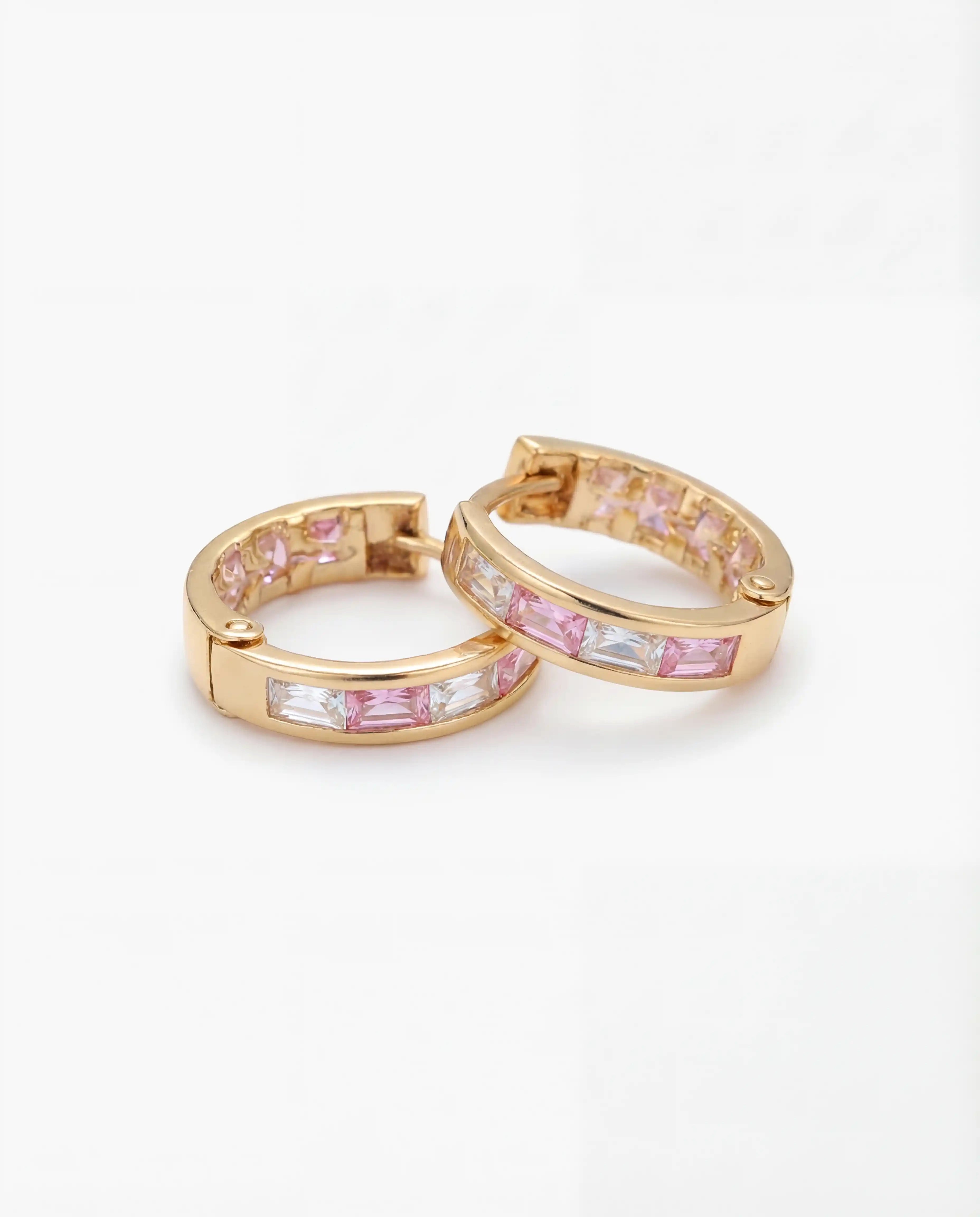 Pink and White Huggie Earrings
