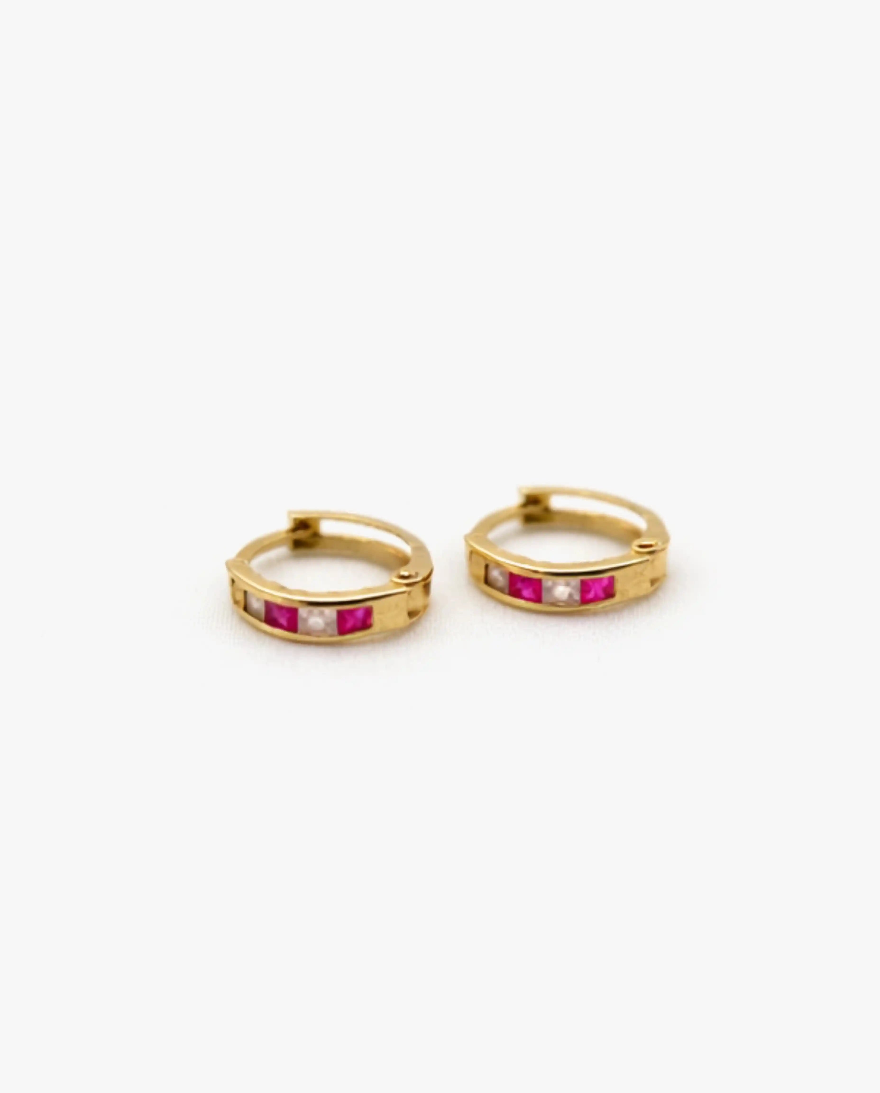 Pink CZ Huggie Earrings