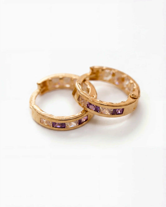 Purple and White Huggie Earrings