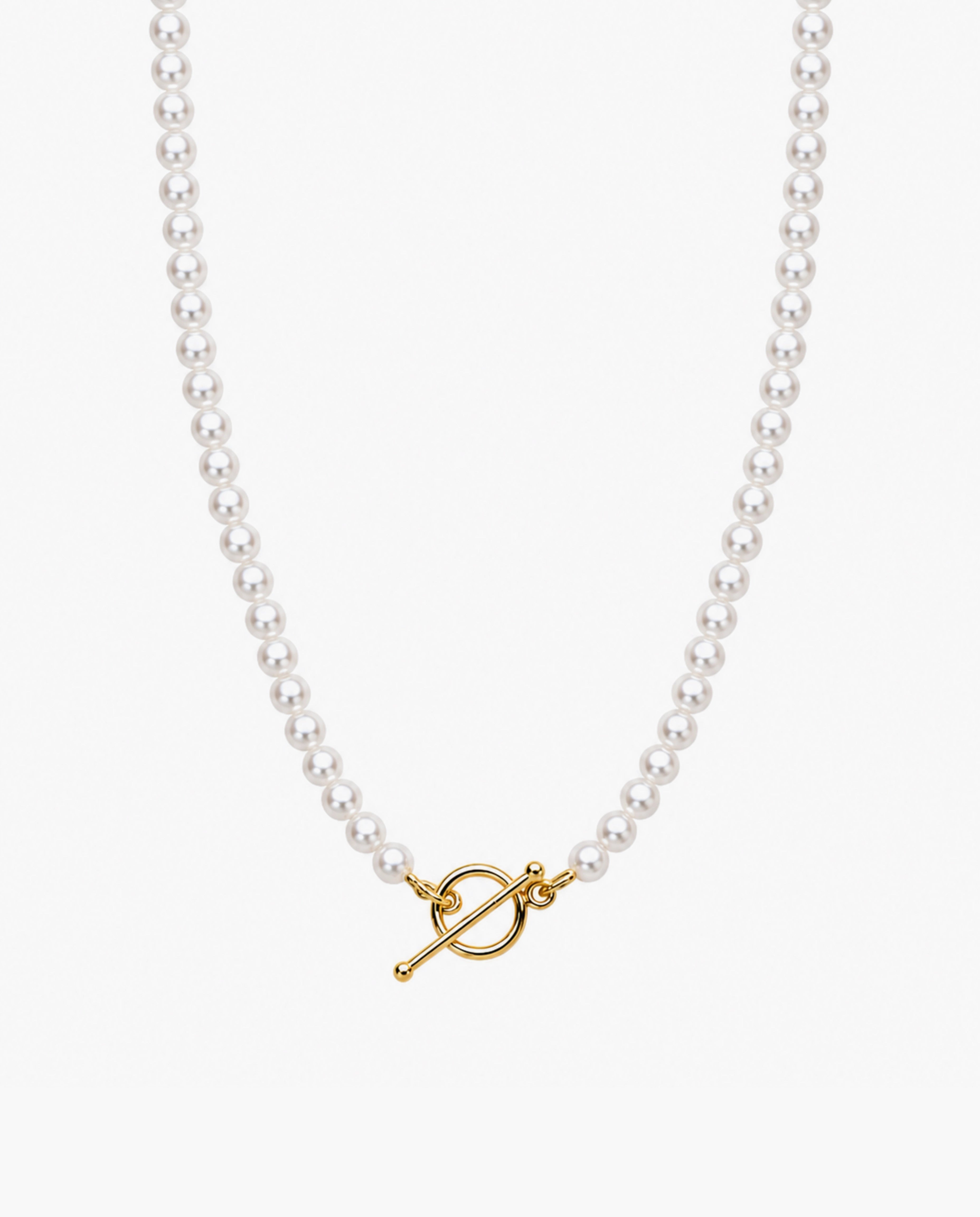14k Gold Pearl T-Bar Necklace