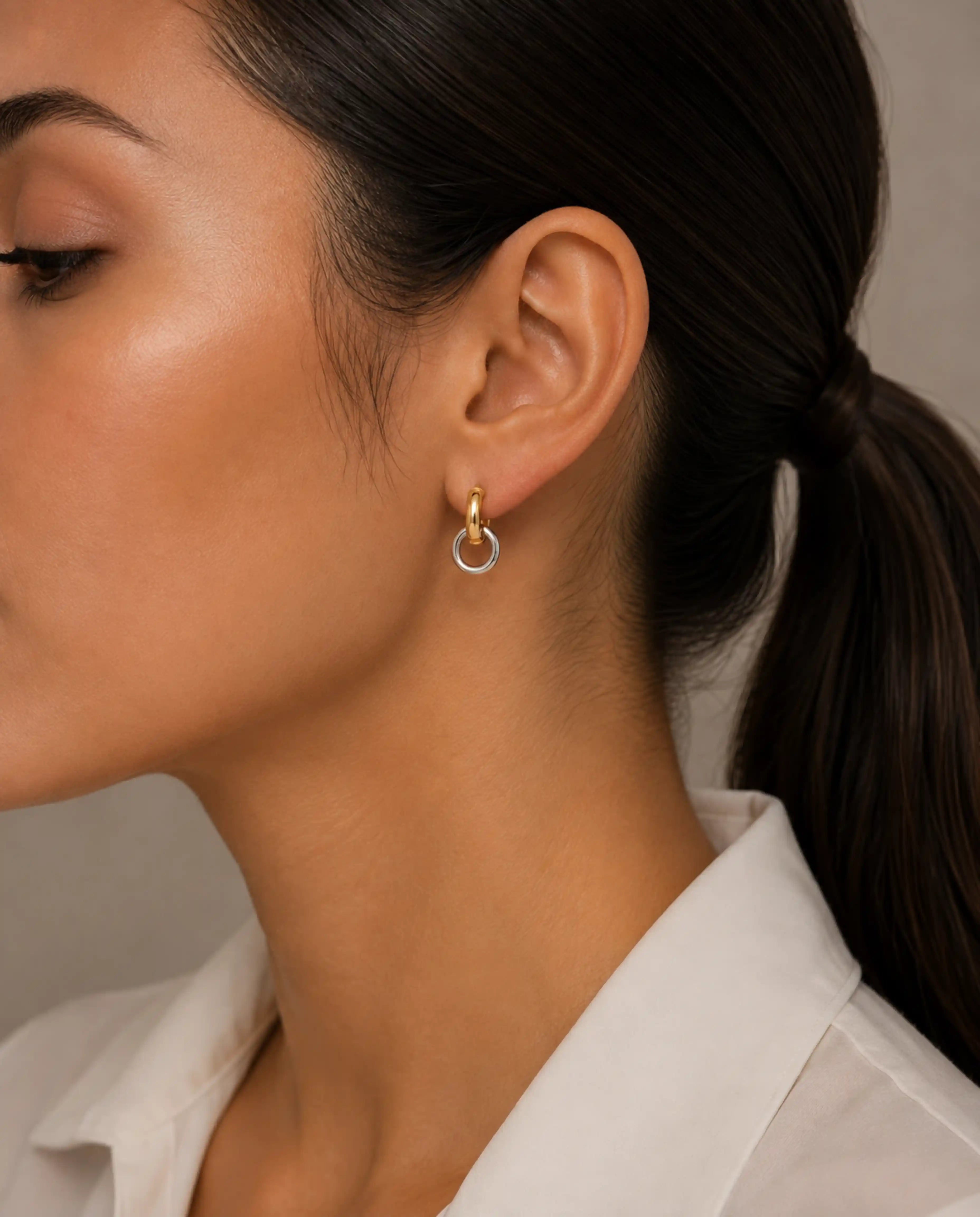 Sterling Silver & 18k Gold Dangle Door Knocker Earring