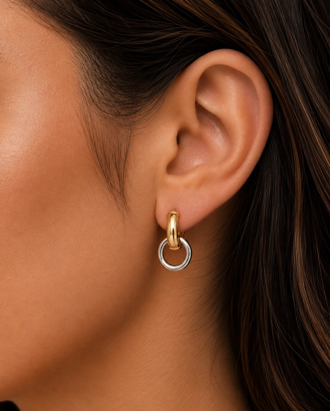 Sterling Silver & 18k Gold Dangle Door Knocker Earring