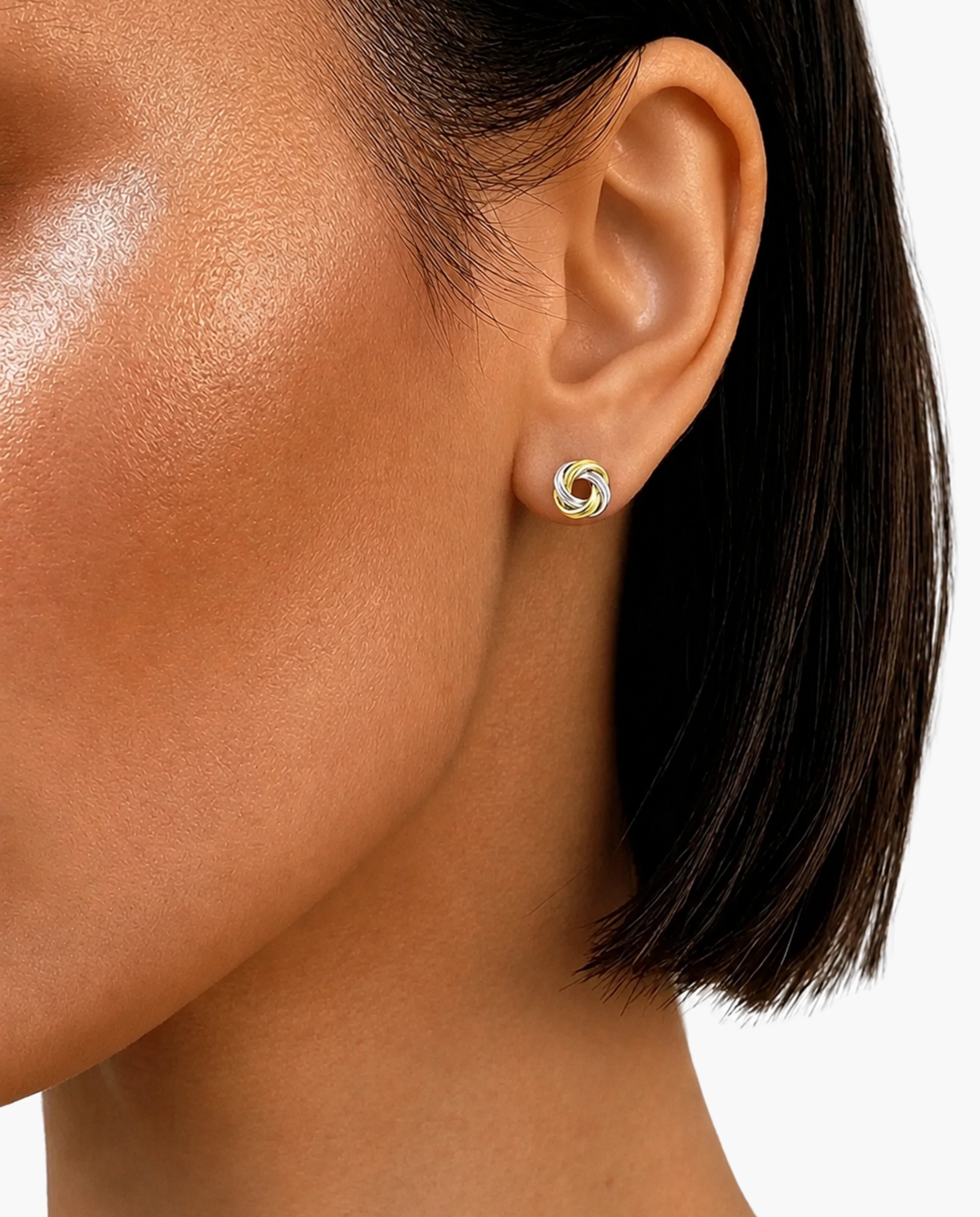 Two Tone Love Knot Stud Earring