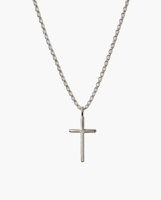 White Gold Medium Cross Necklace
