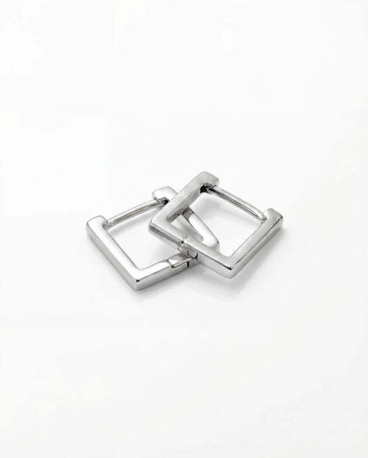 White Gold Square Huggies