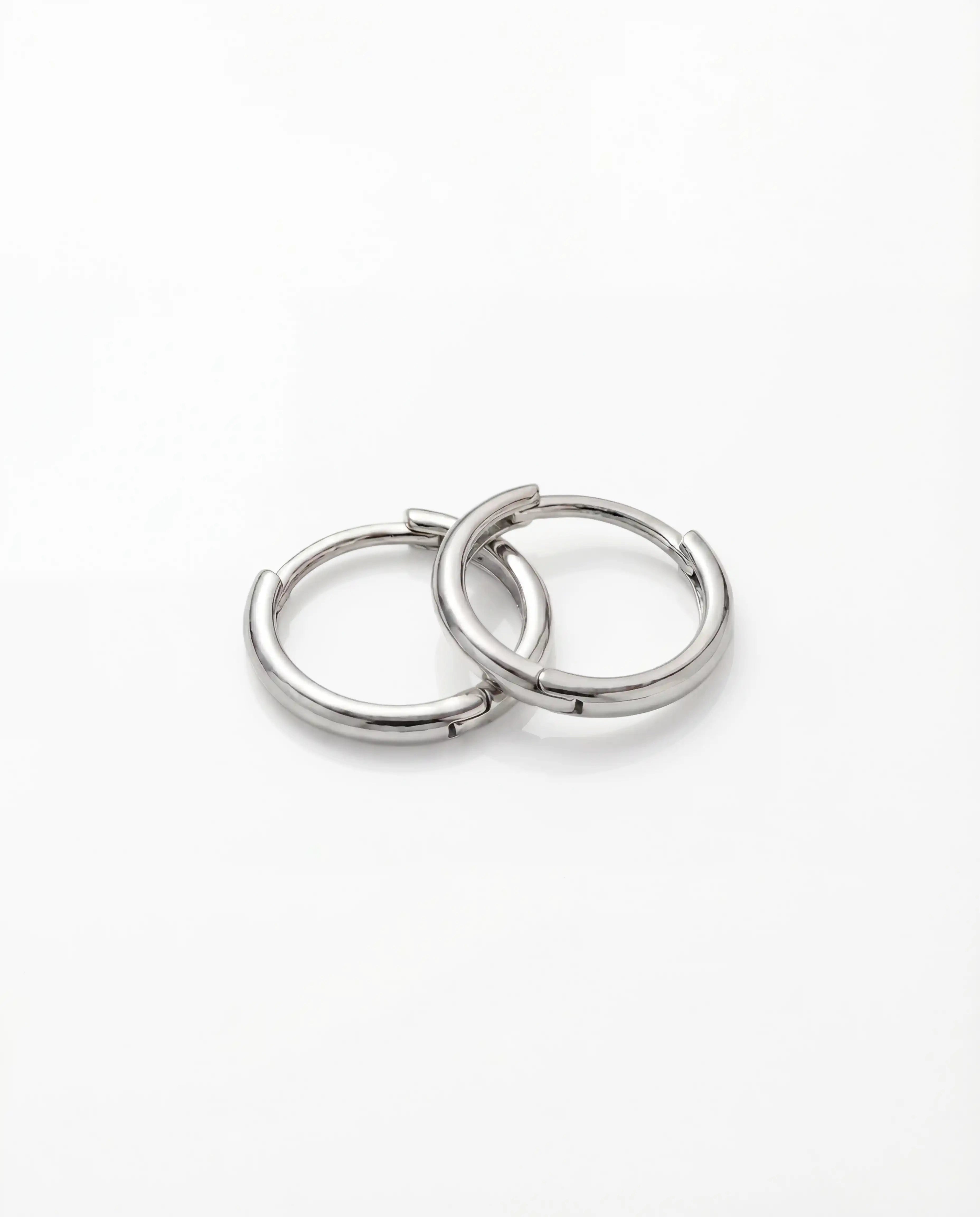 White Gold Tiny Huggie Hoop Earrings