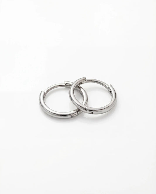 White Gold Tiny Huggie Hoop Earrings
