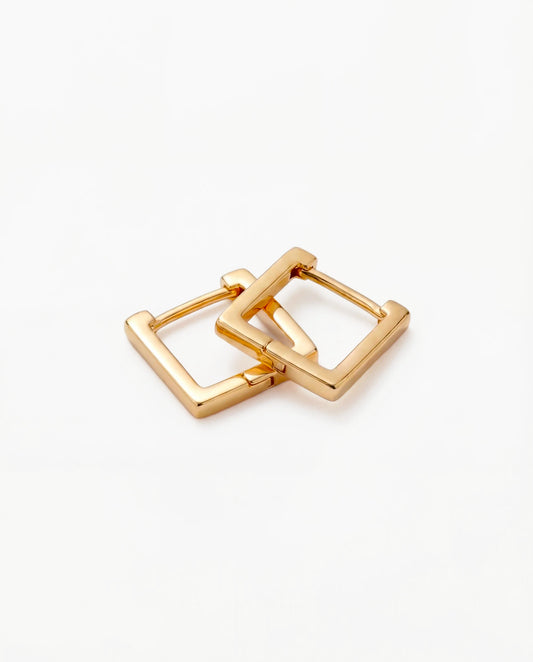 Yellow Gold Square Huggies