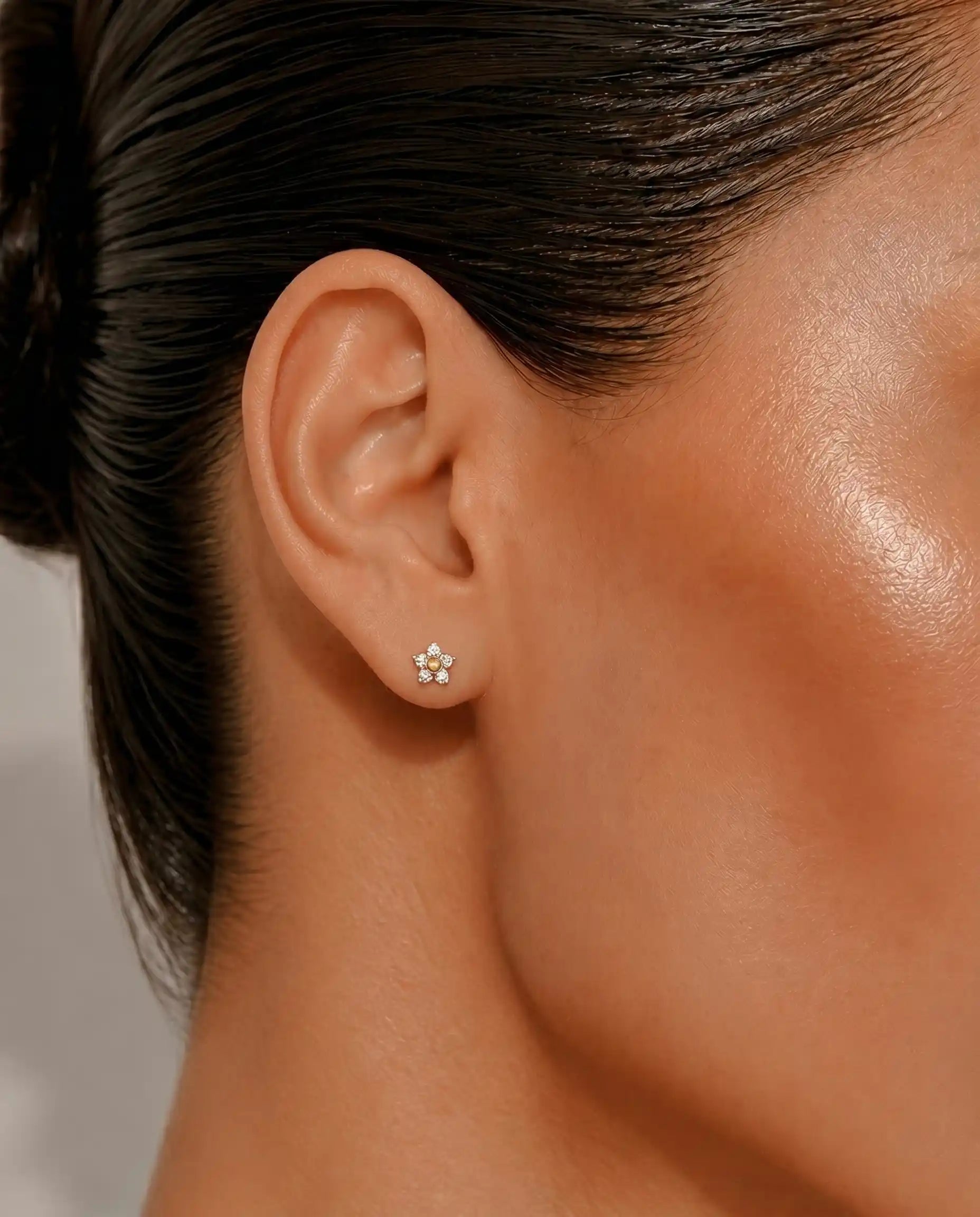 Tiny CZ Star Stud Earrings