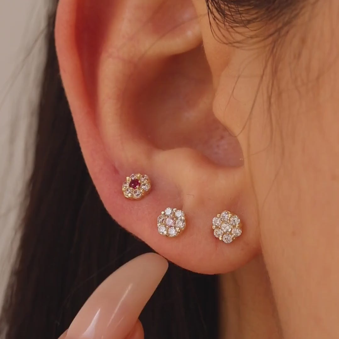 Flower CZ Stud Earrings