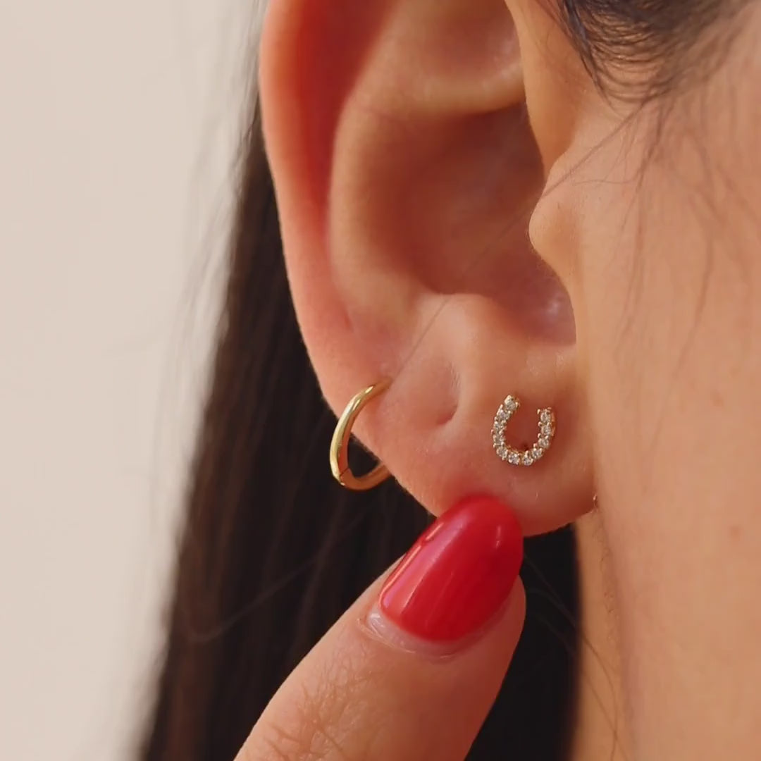 Horseshoe CZ Stud Earrings