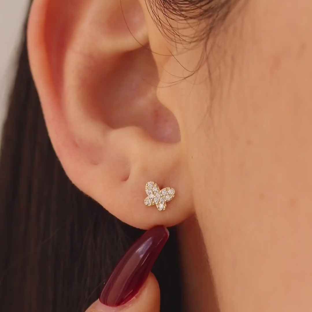 Butterfly CZ Stud Earrings